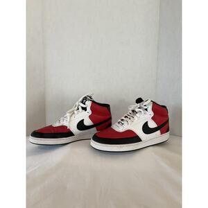 Nike Court Vision Mid Satin Sneakers Red Black White Men’s Size 8